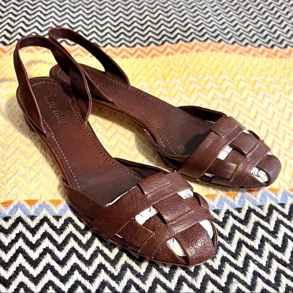 Miu Miu Shoes - Miu Miu Leather Picnic Weave Toe Sling Back Low Heel Sandals 7/7.5